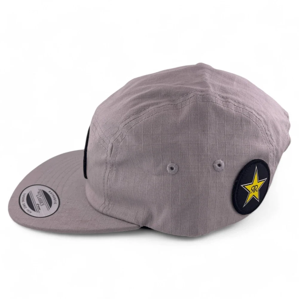 Yupoong Rockstar Energy Drink Star Logo Grey 5-Panel Adjustable Strapback Hat‎
